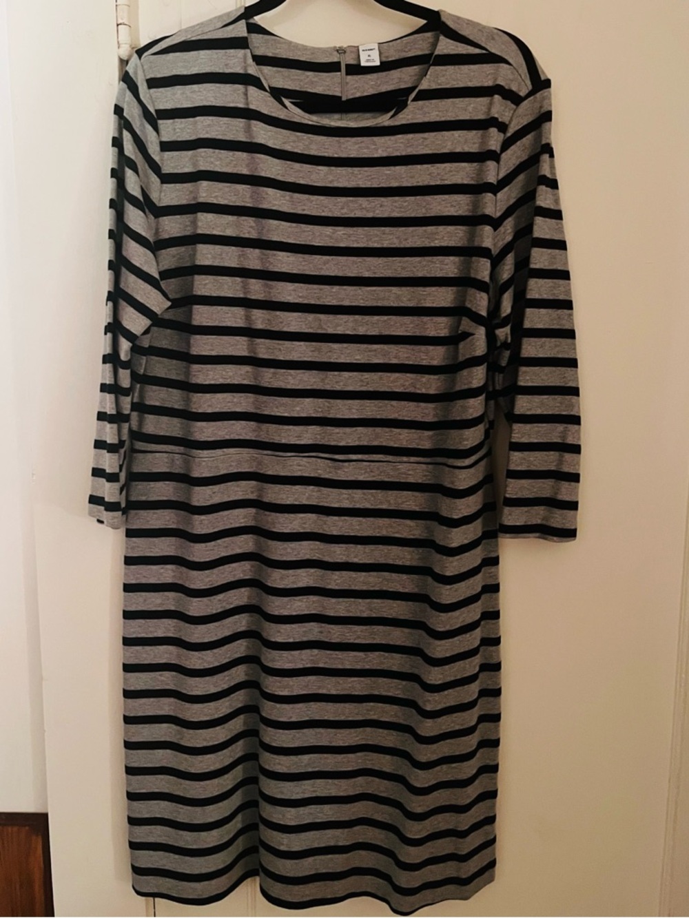 Old Navy Gray and Black Striped Long Sleeve Dress